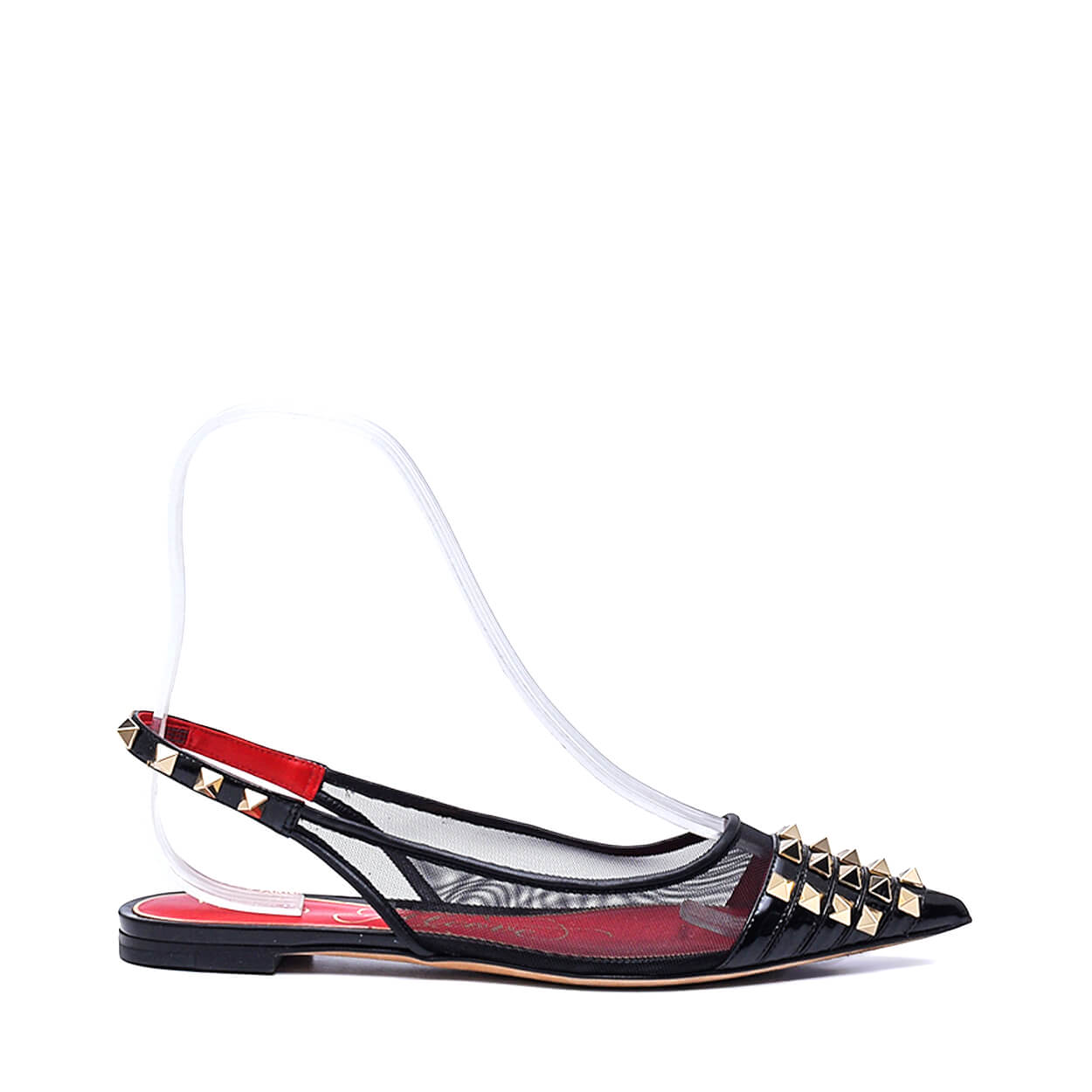 Valentino - Rockstud Alcove Leather & Mesh Slingback Flats  37,5